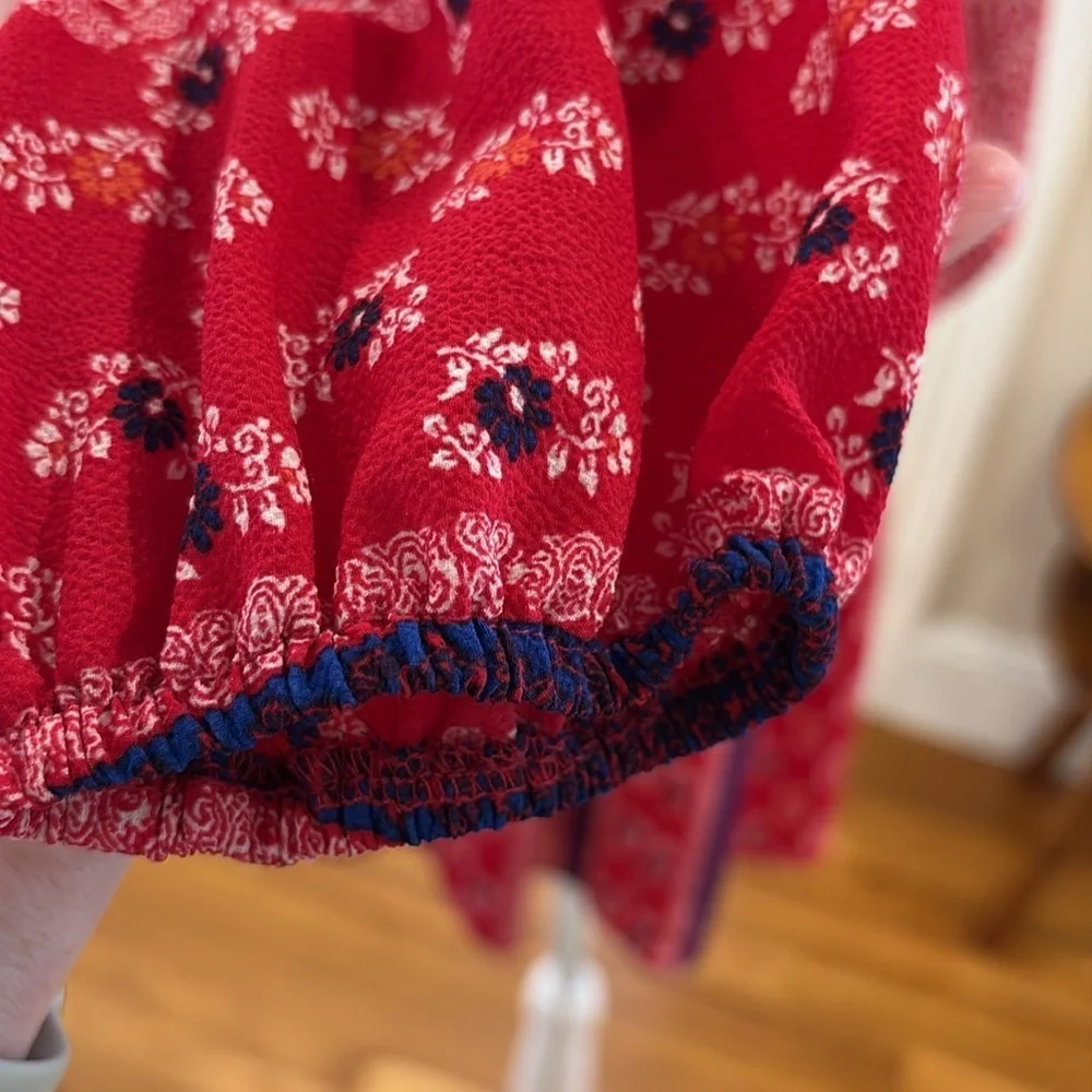 Truly Me by Sara Sara Girl’s Red and Blue Floral Long Sleeve Dress. Size 16